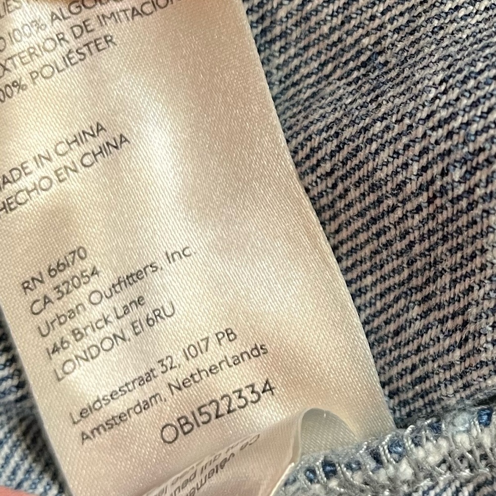 Free People We The Free Rylee Cozy Moto Jacket Denim Shearling Blue Tan XL - Picture 6 of 15